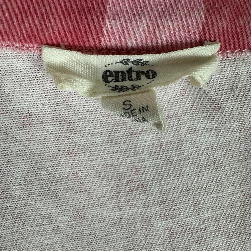 Entro Pink Checkered Romper Size S Button Front Collared Elastic Waist Y2K Retro - Picture 3 of 7
